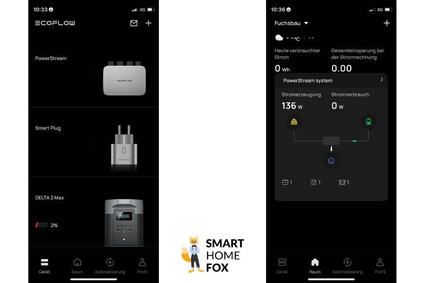 In der EcoFlow App werden alle angeschlossenen Geräte angezeigt und man kann sie direkt und einfach verwalten. 
